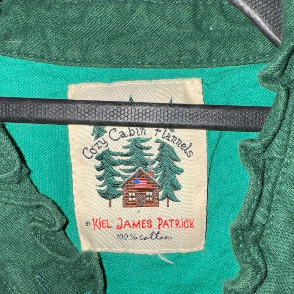 Kiel James Patrick Dark Green Button-Front Dress with Yellow Leaf Embroidery - Picture 4 of 6